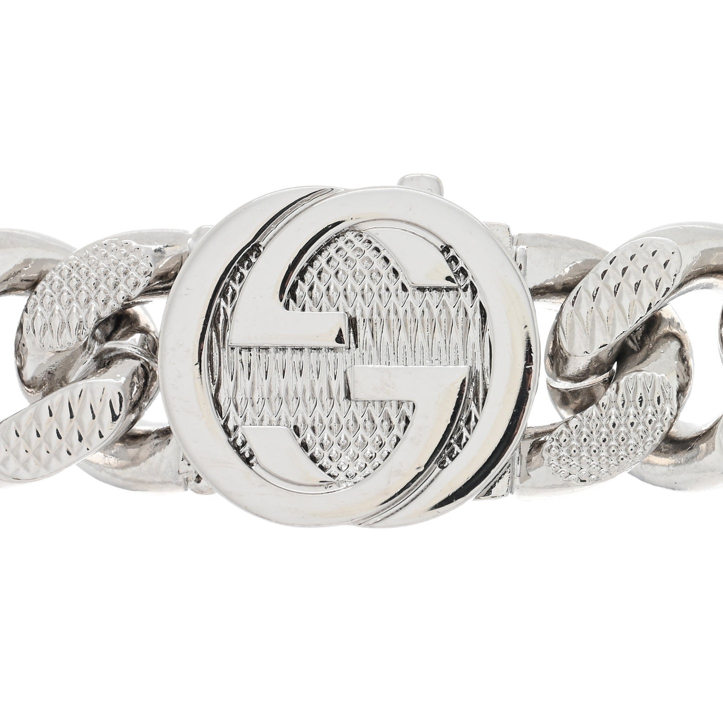 Palladium Script Logo Interlocking Chain Necklace