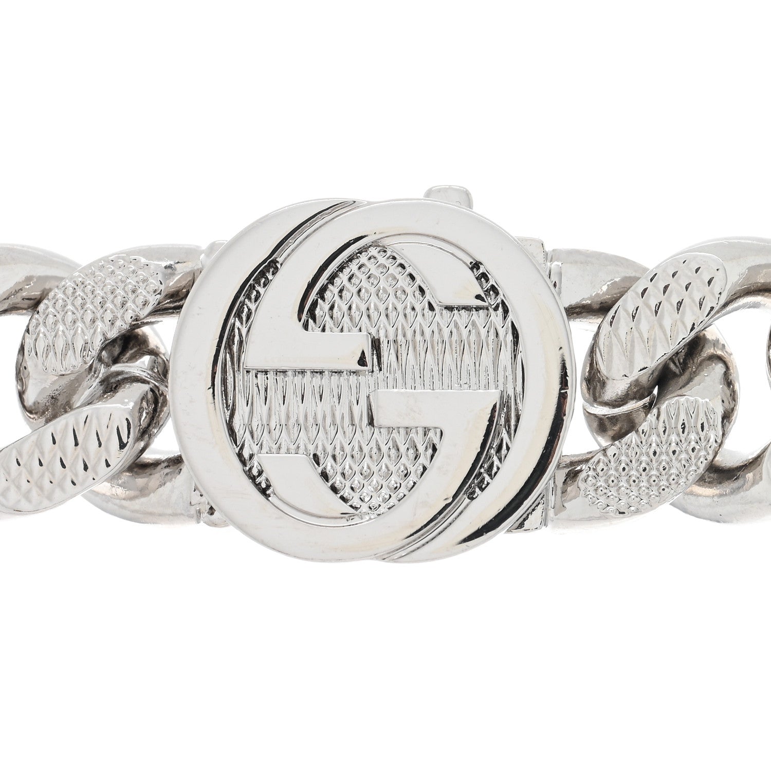 Gucci Palladium Script Logo Interlocking Chain Necklace 4 of 5