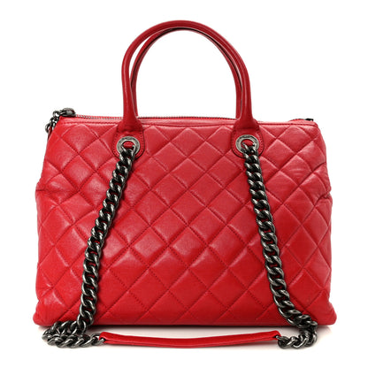 Chanel Shiny Sheepskin Quilted Medium Shopping Tote Red 8 of 10