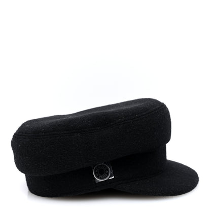 Hermes Wool Cashmere Womens Casquette Giulietta Cabourg Cliquetis Cap 56 Black 6 of 8