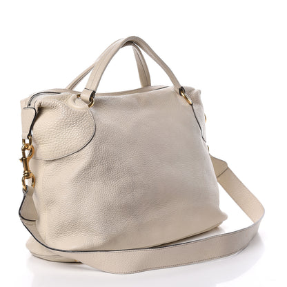 Gucci Pebbled Calfskin Twill Medium Top Handle Satchel White 3 of 25