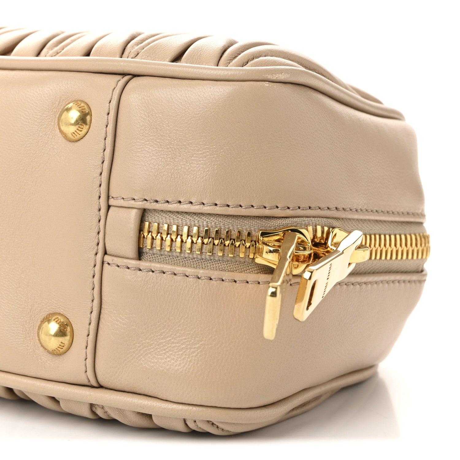 Miu Miu Nappa Matelasse Large Arcadie Top Handle Bag Sabbia