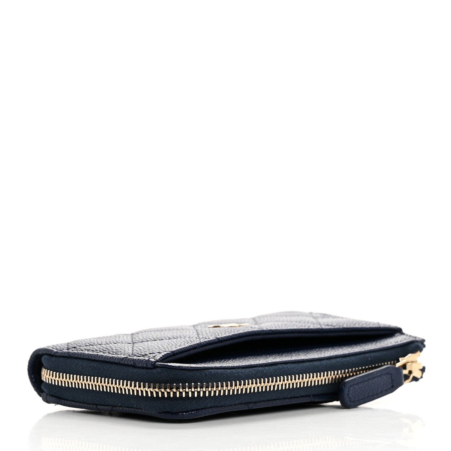 Chanel Caviar Quilted CC Zip Around Card Holder Navy 5 of 12