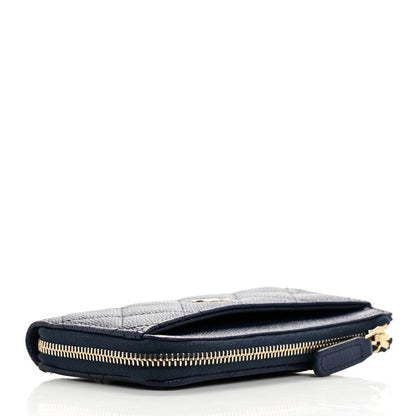 Chanel Caviar Quilted CC Zip Around Card Holder Navy 5 of 12