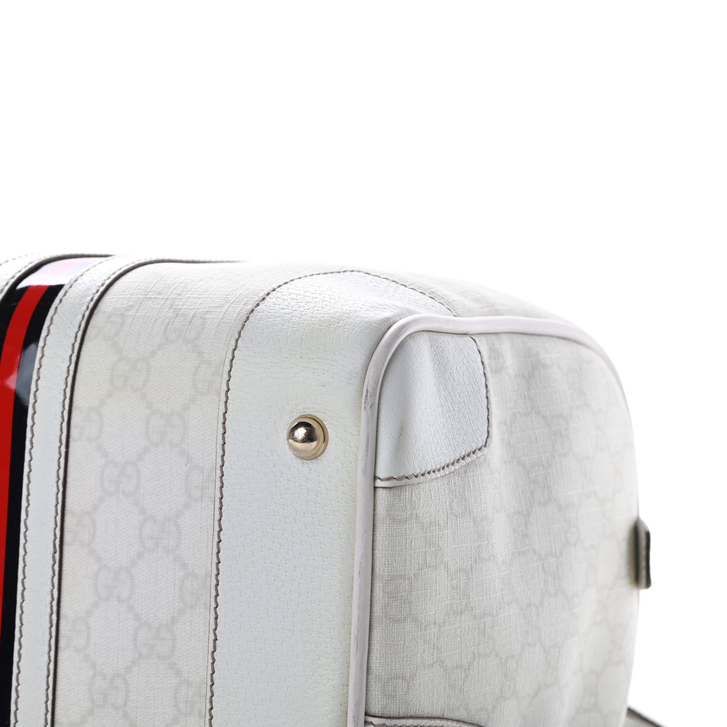 Gucci GG Plus Monogram Web Large Carry On Duffle Bag White 10 of 18