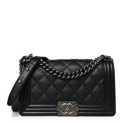 Chanel Calfskin Double Stitch Medium Boy Flap Black 1 of 9