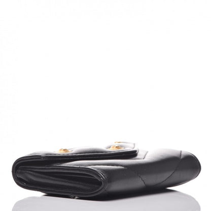 Chanel Lambskin Chevron Quilted Medallion CC Card Holder Black 4 of 8