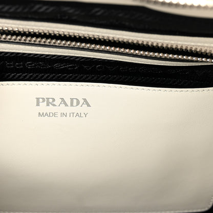 Prada City Calfskin Racing Logo Bowler White Black 6 of 9