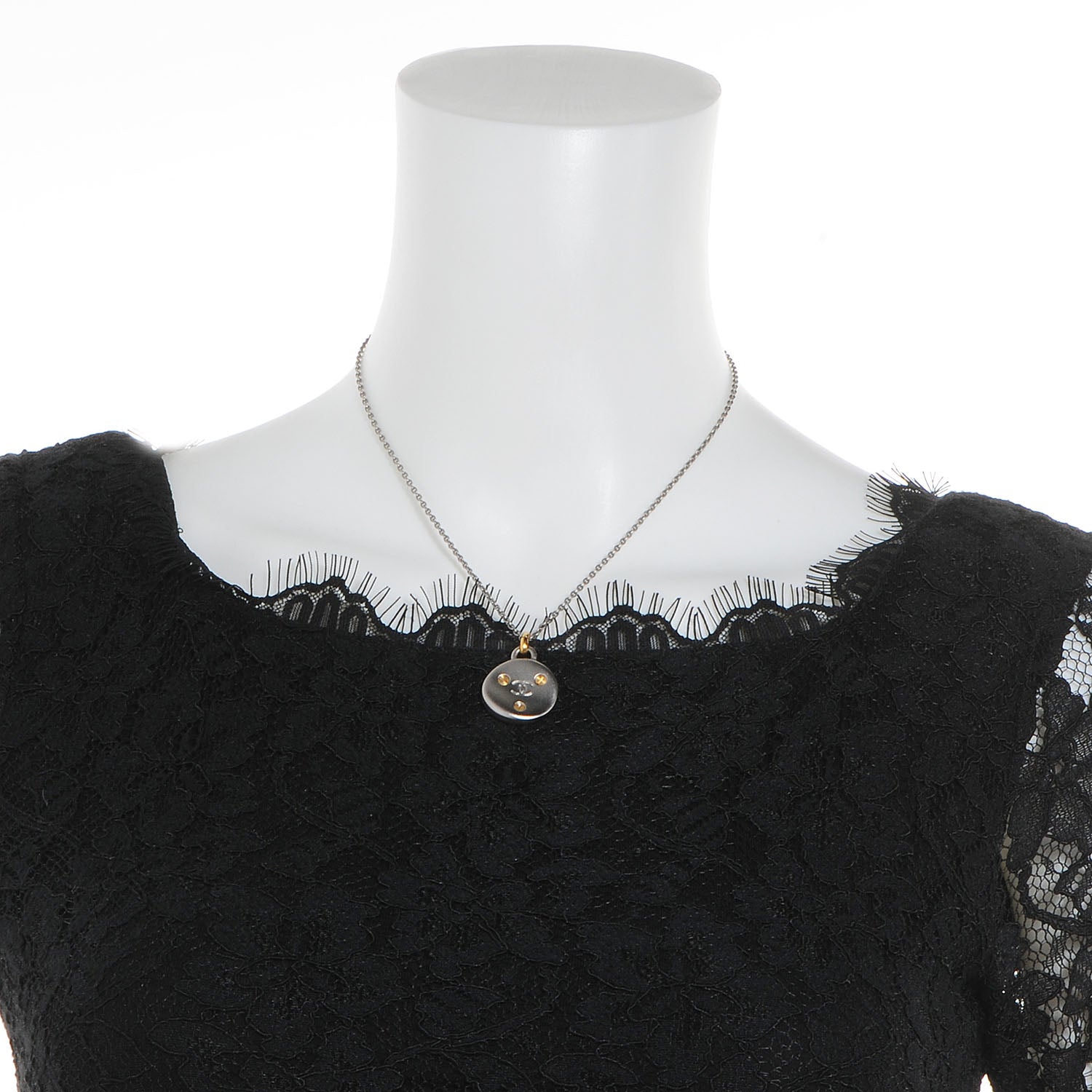 Chanel CC Screw Necklace Gold Silver 2 of 5