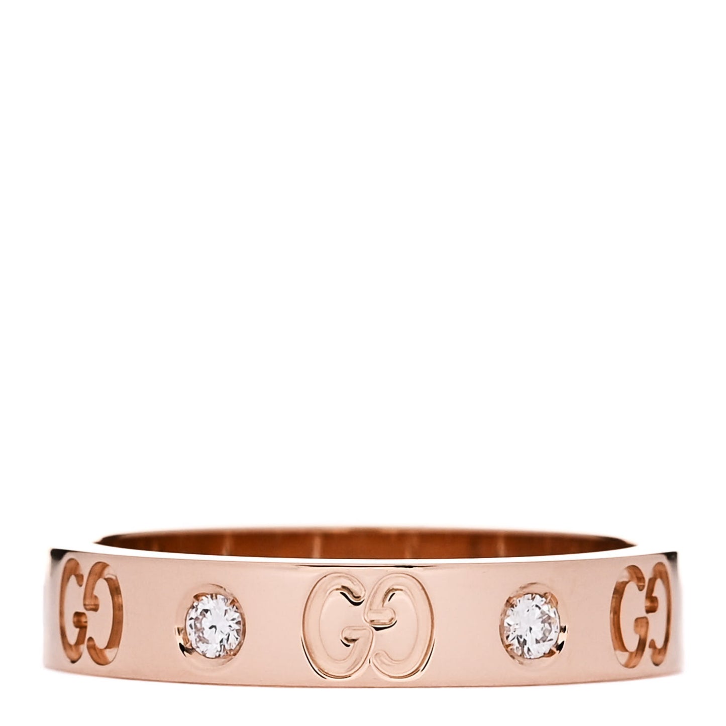 18K Rose Gold Diamond Icon Band Ring 56 7.5