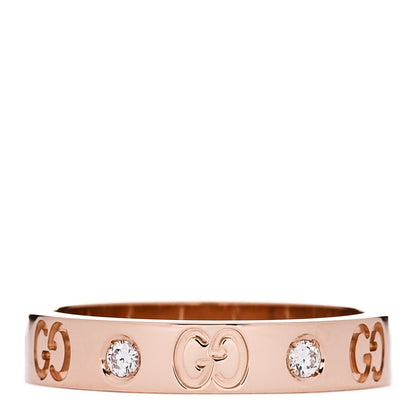 Gucci 18K Rose Gold Diamond Icon Band Ring 56 7.5 3 of 6