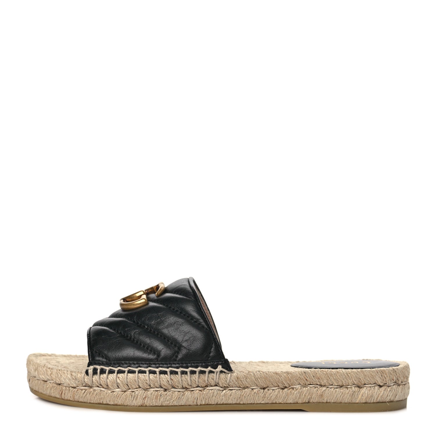Gucci Nappa Matelasse GG Marmont Espadrille Slide Sandals 36.5 Black 1 of 9