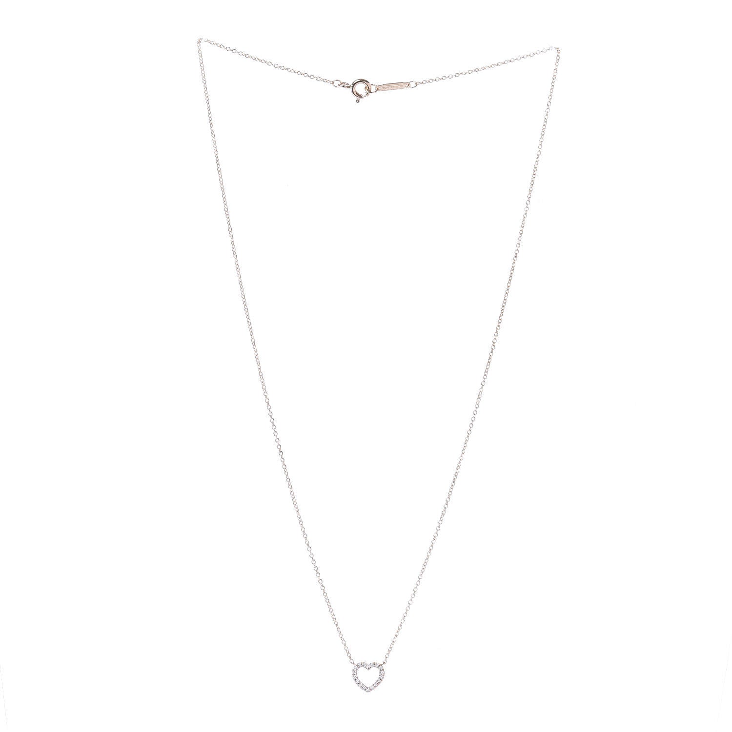 Tiffany 18K Rose Gold Diamond Metro Heart Pendant Necklace 3 of 6