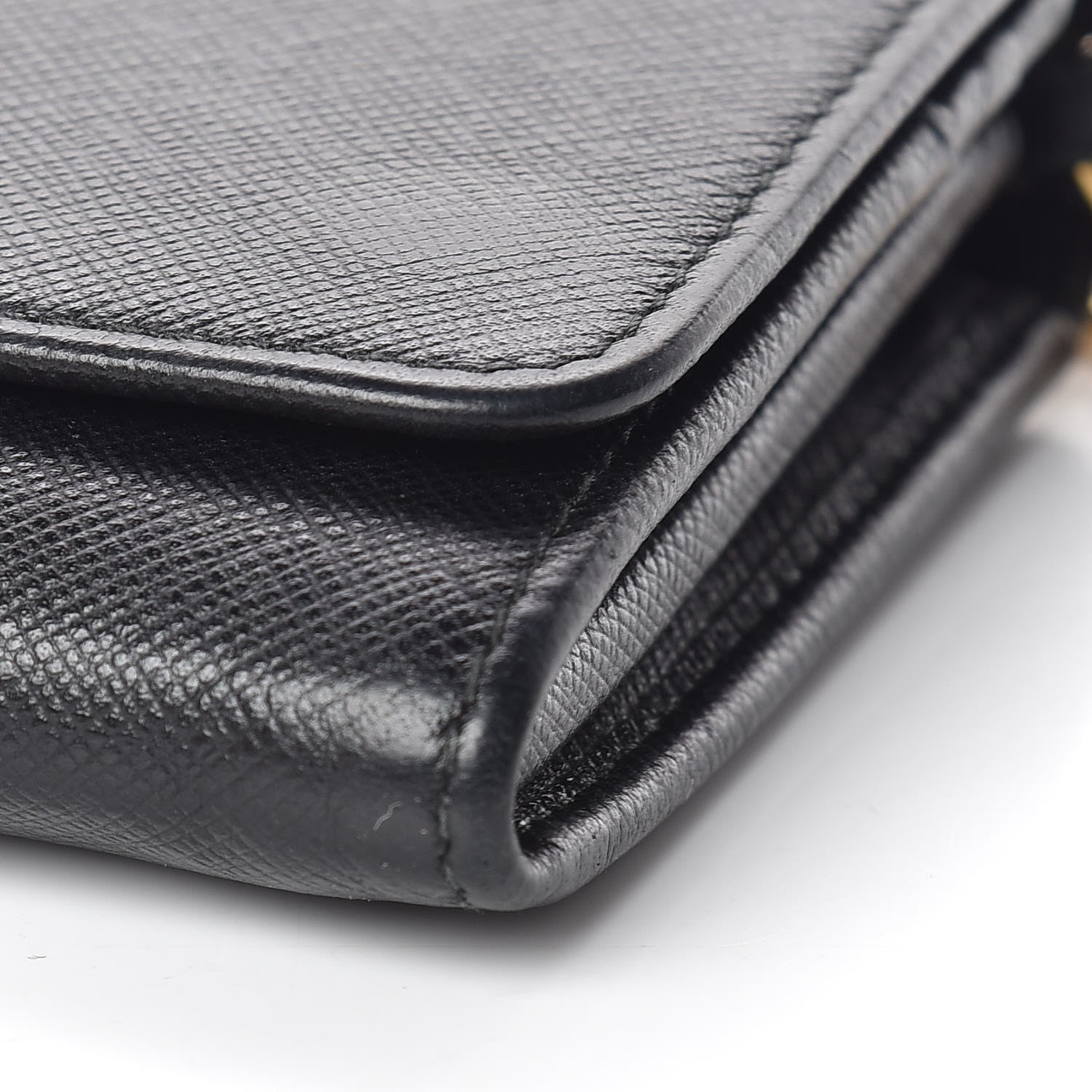 Prada Saffiano Bi-Color Wallet On Chain Black Fuoco 8 of 9