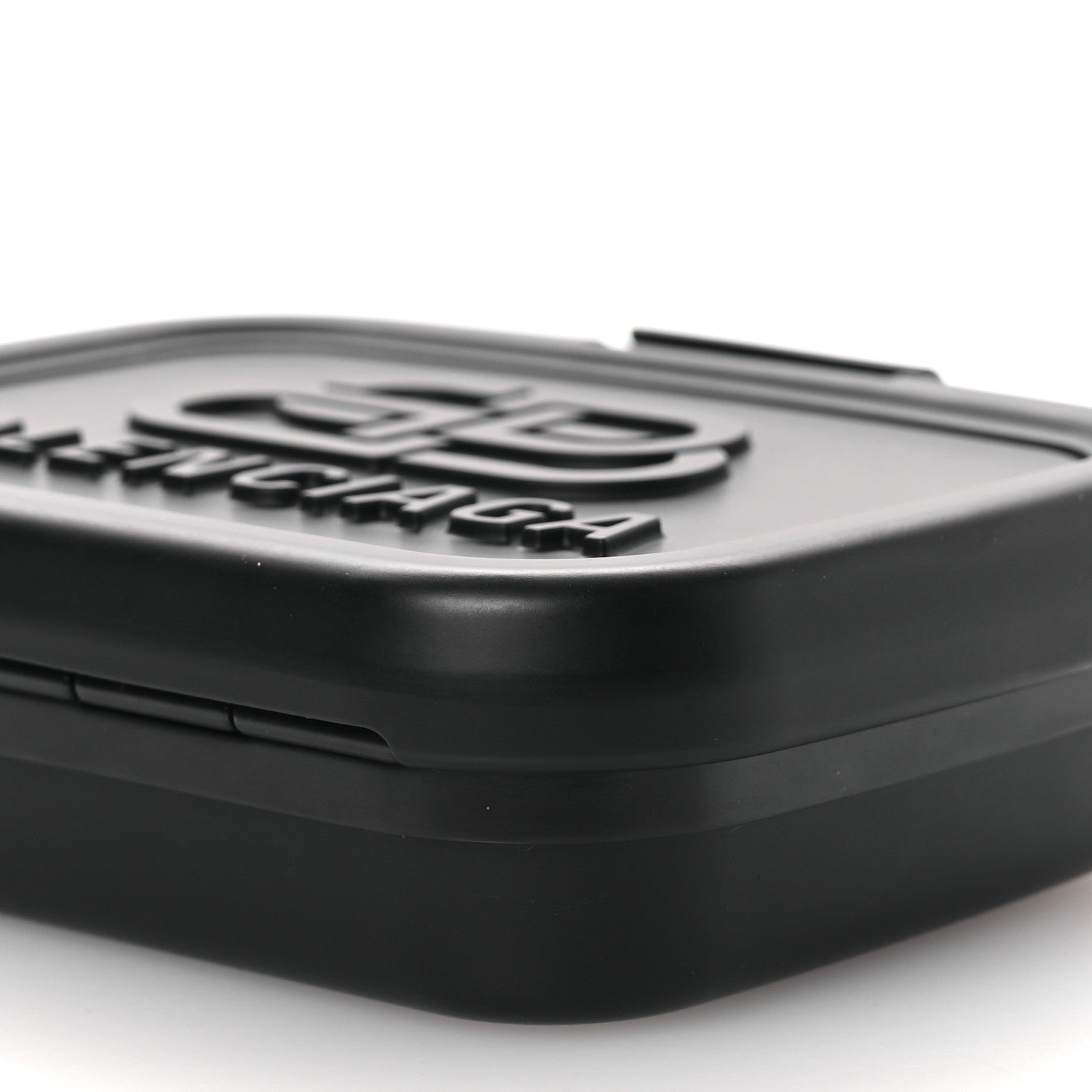 Balenciaga Recycled Plastic Calfskin Embossed Mini Lunch Box Case with Strap Black 11 of 11