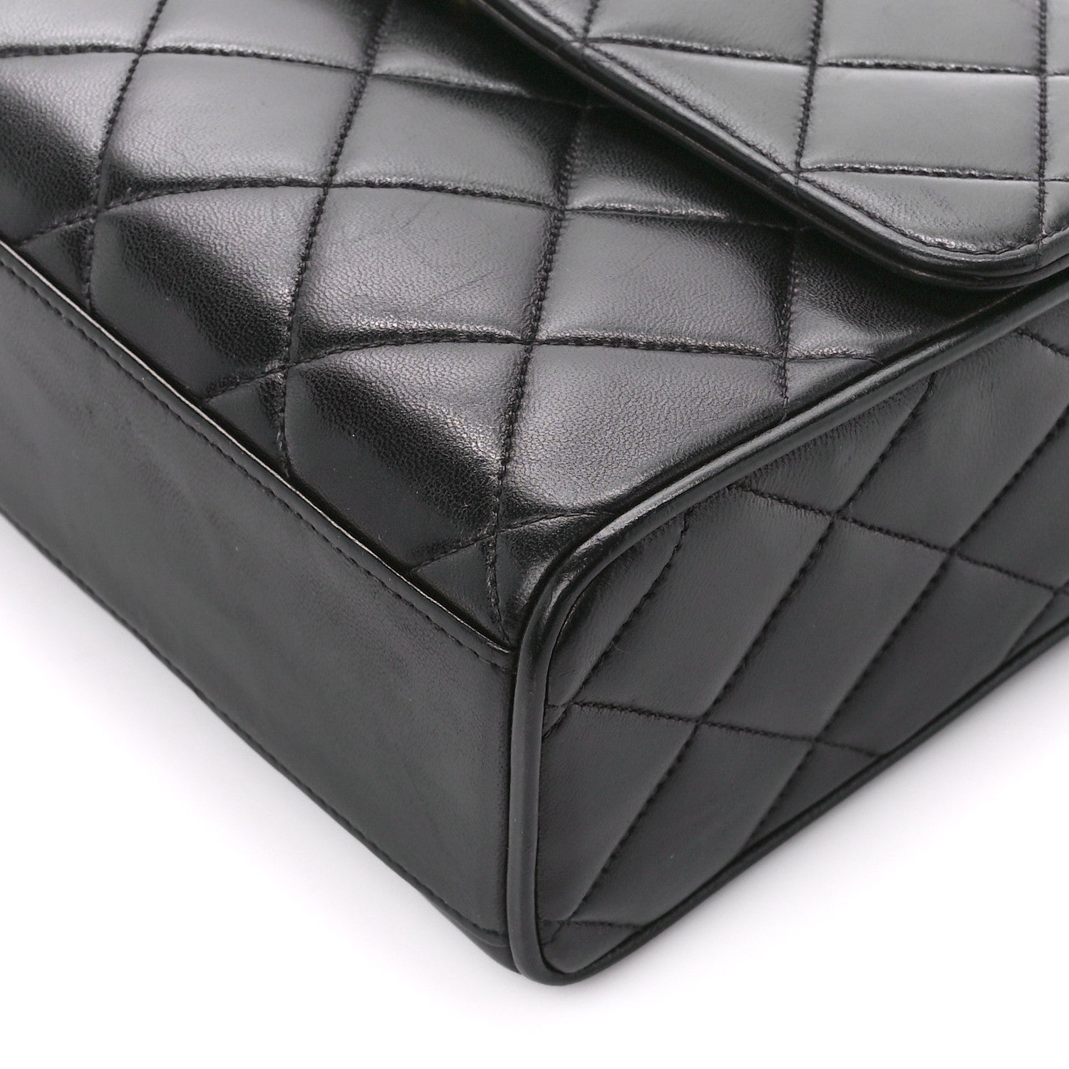 Chanel Lambskin Quilted CC Single Flap Shoulder Bag Black 12 of 14