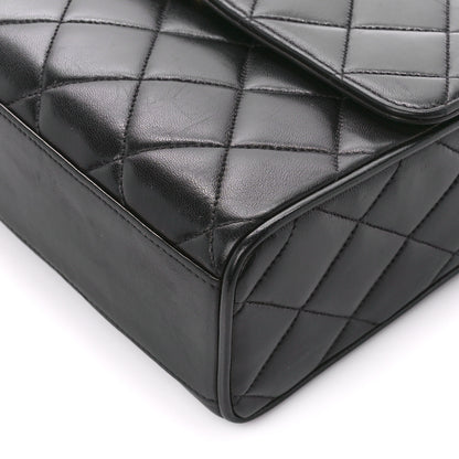 Chanel Lambskin Quilted CC Single Flap Shoulder Bag Black 12 of 14