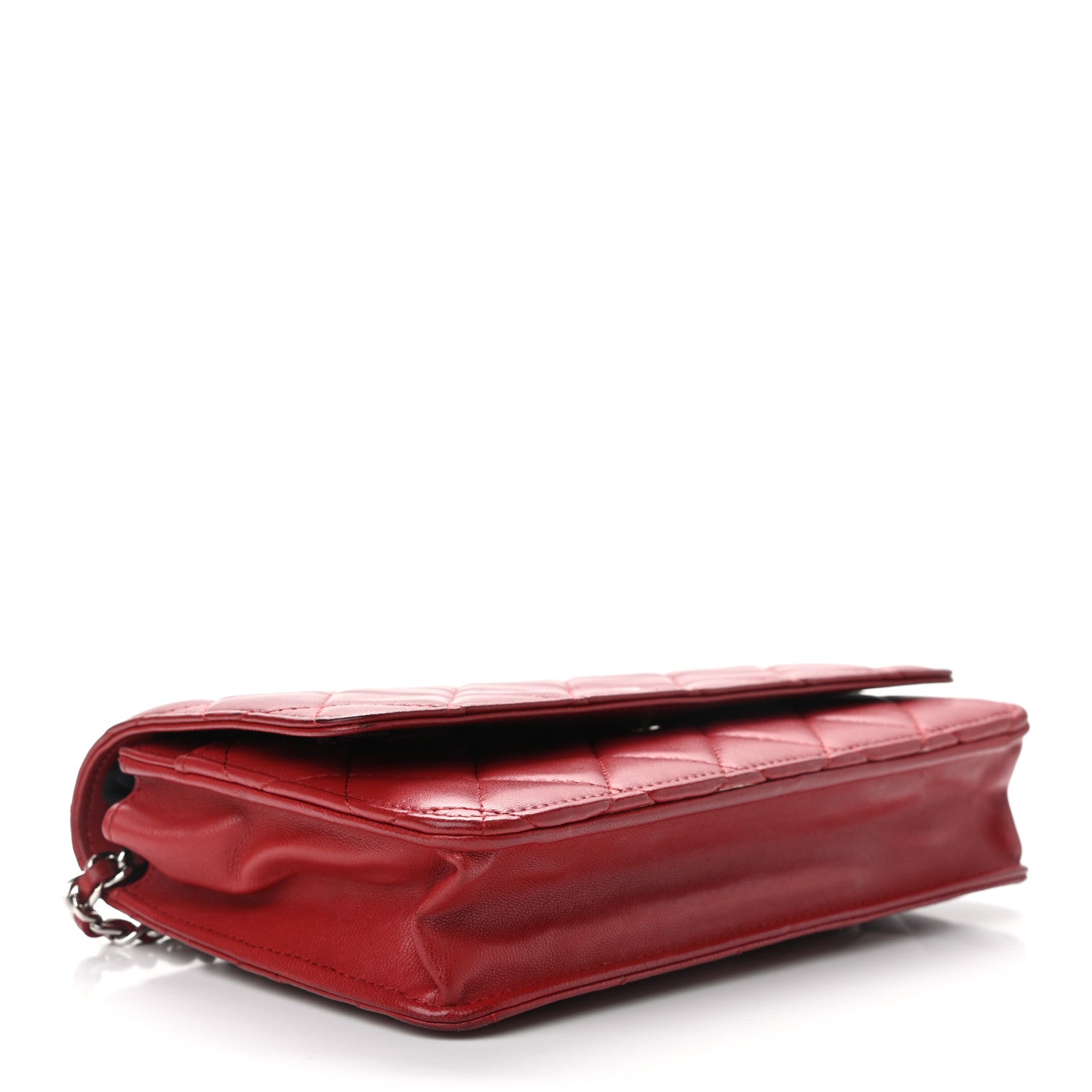 Chanel Lambskin Quilted Wallet On Chain WOC Red 4 of 11