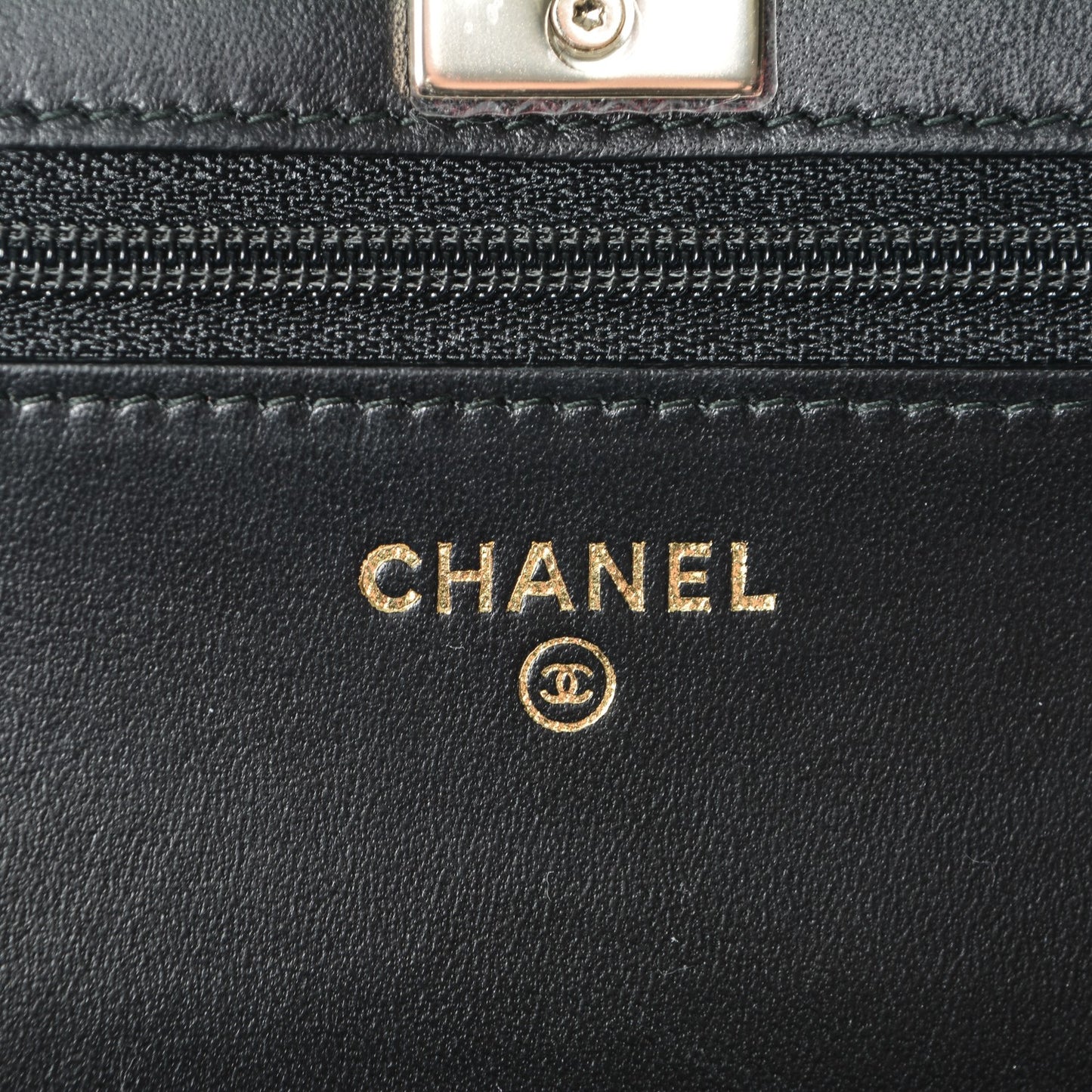 Lambskin Quilted Trendy CC Wallet On Chain WOC Black