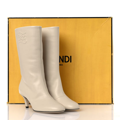 Fendi Vitello Karligraphy Logo FF Ankle Boots 35 White 11 of 11