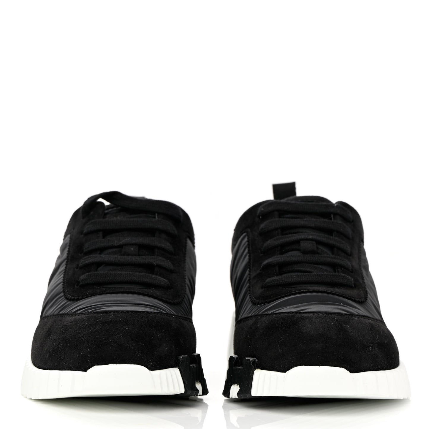 Parachute Fabric Suede Goatskin Bouncing Sneakers 38.5 Black Orange