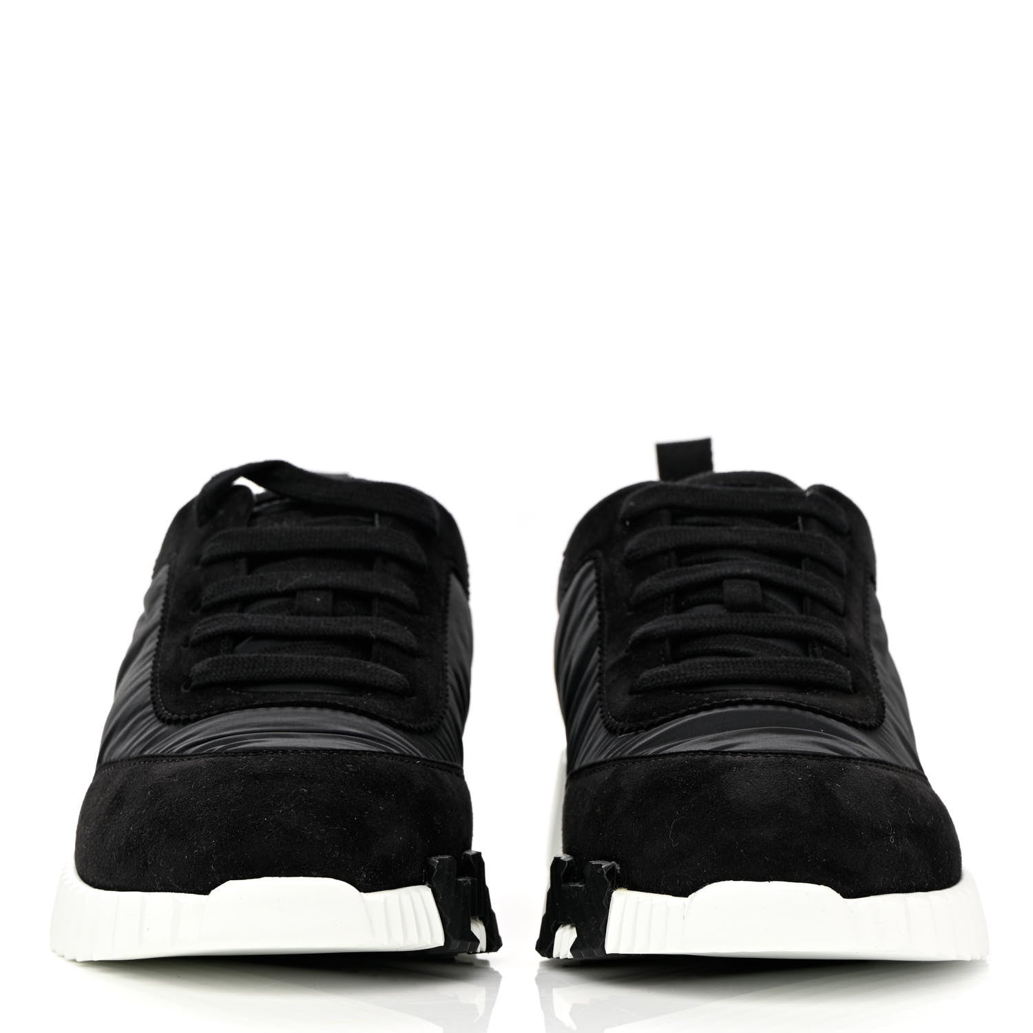 Hermes Parachute Fabric Suede Goatskin Bouncing Sneakers 38.5 Black Orange 2 of 8