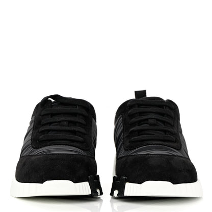 Hermes Parachute Fabric Suede Goatskin Bouncing Sneakers 38.5 Black Orange 2 of 8