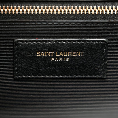 Saint Laurent Grain De Poudre Matelasse Chevron Large Monogram Satchel Black 9 of 14