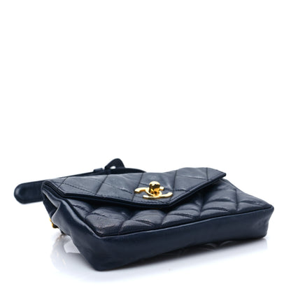 Chanel Lambskin Quilted Flap Waist Belt Bag 70 28 Blue 4 of 8