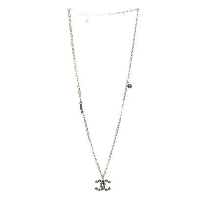 Chanel Crystal Pearl Nefertiti CC Pendant Necklace Gold Grey 3 of 5