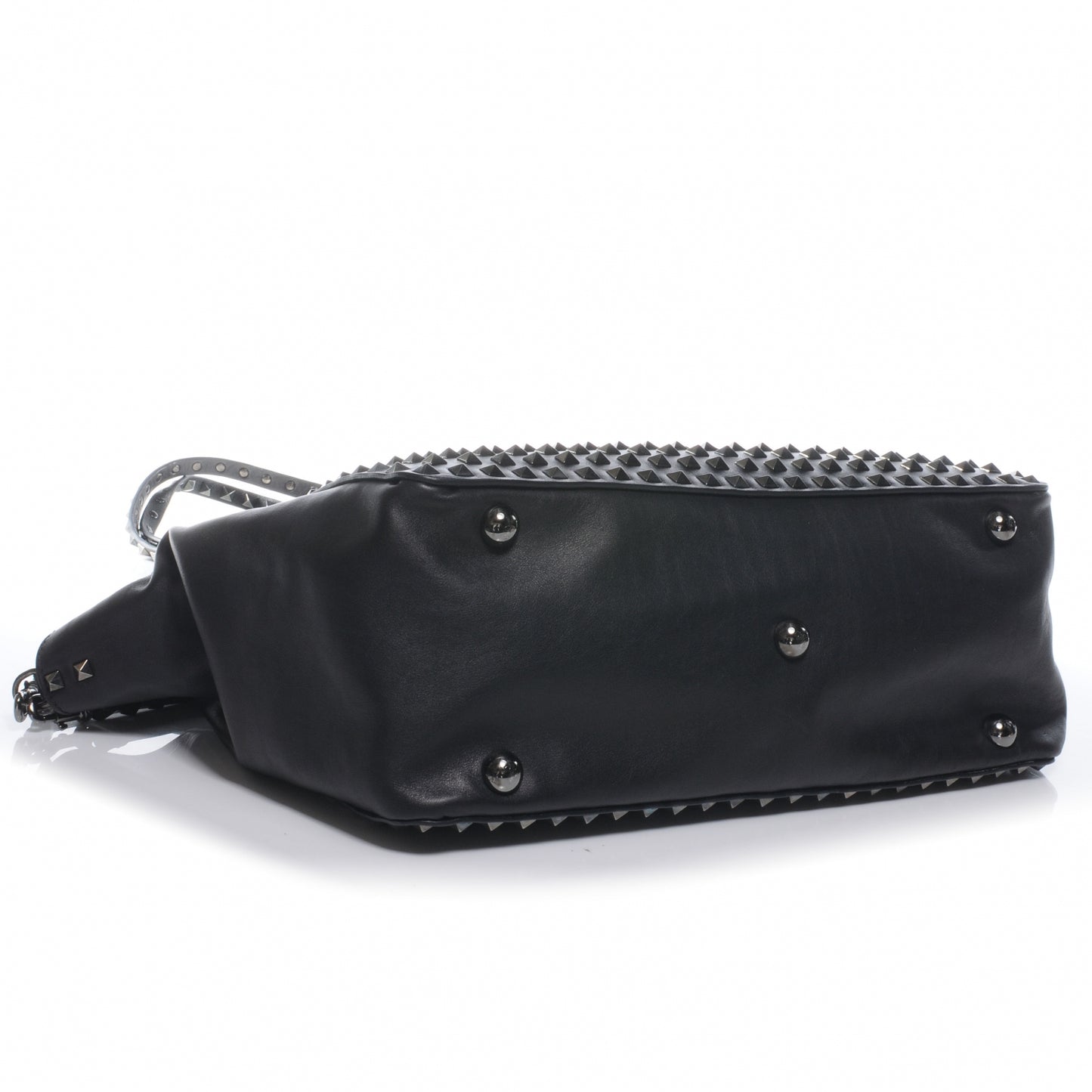 Vitello Medium Rockstud All Over Tote Black