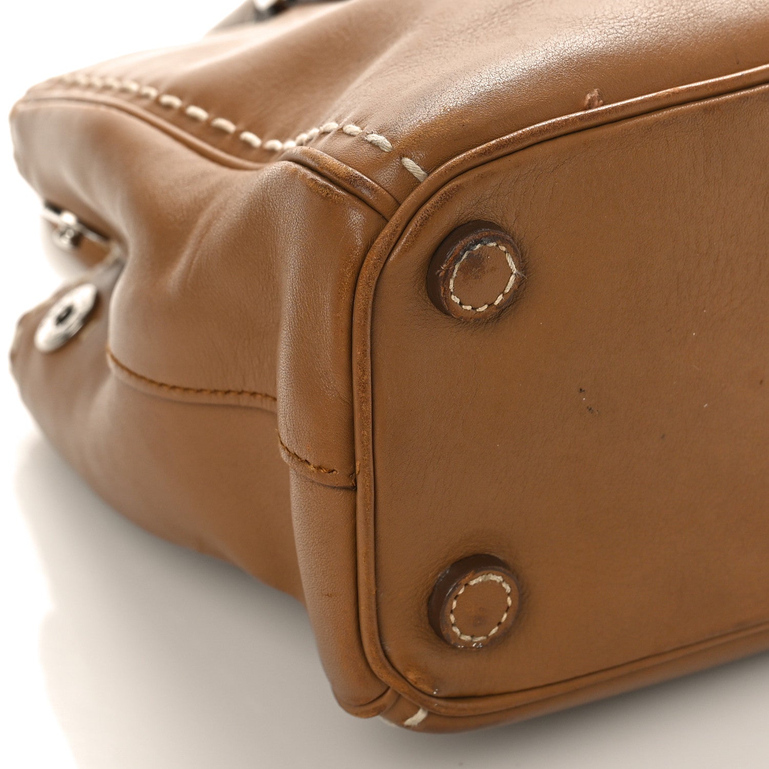 Prada City Calf Mini Hand Stitched Galleria Double Zip Tote Caramel 7 of 14