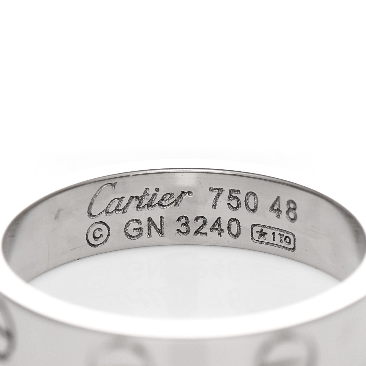 18K White Gold 3.5mm LOVE Wedding Band Ring 48 4.5