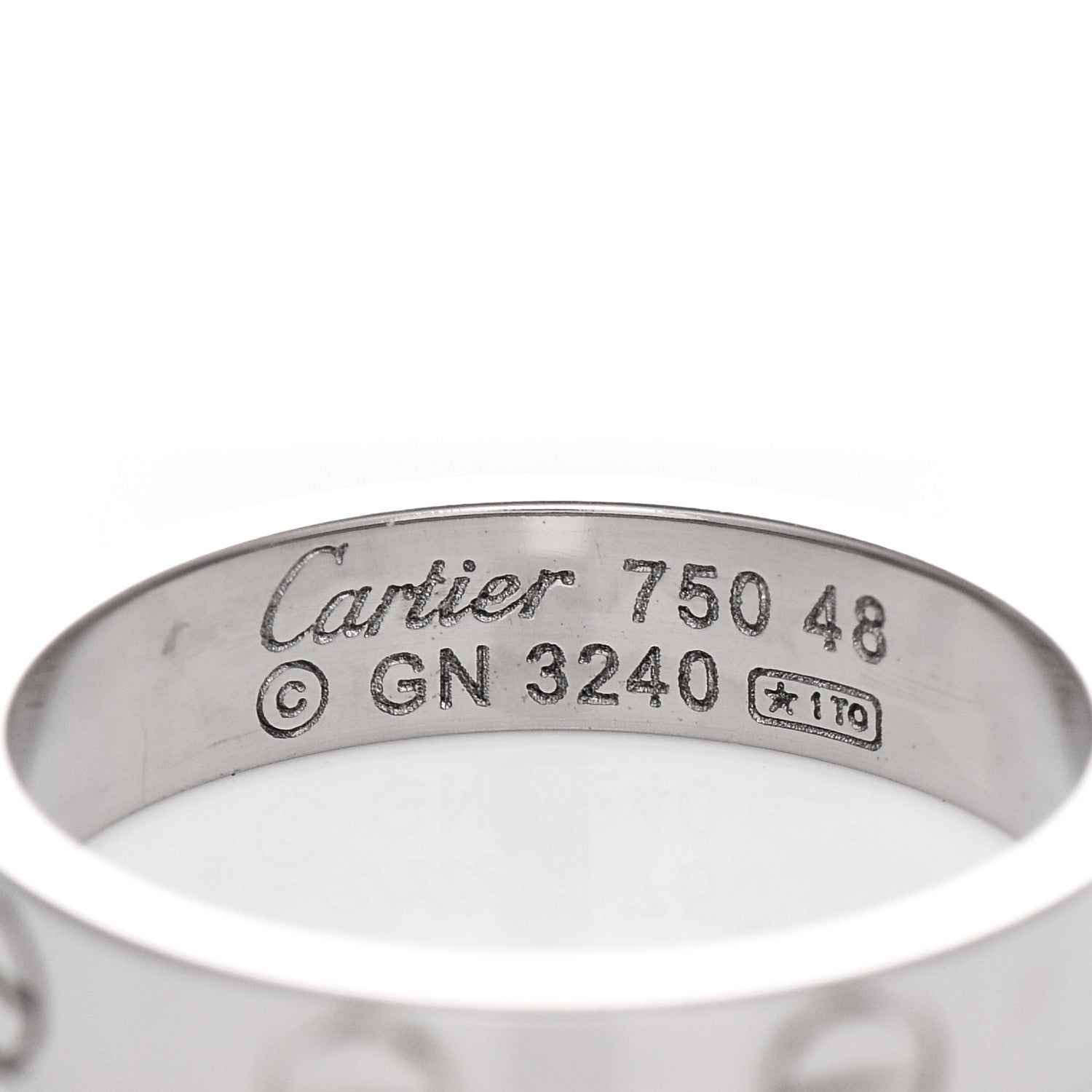 Cartier 18K White Gold 3.5mm LOVE Wedding Band Ring 48 4.5 4 of 4