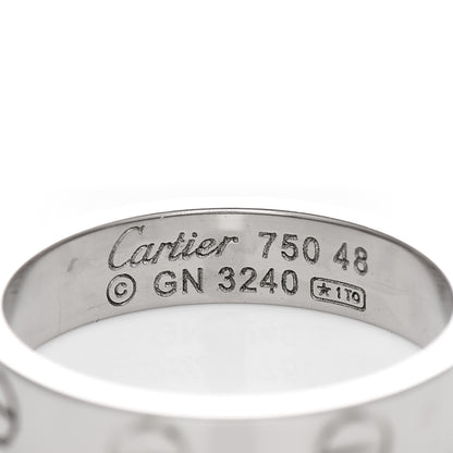 Cartier 18K White Gold 3.5mm LOVE Wedding Band Ring 48 4.5 4 of 4