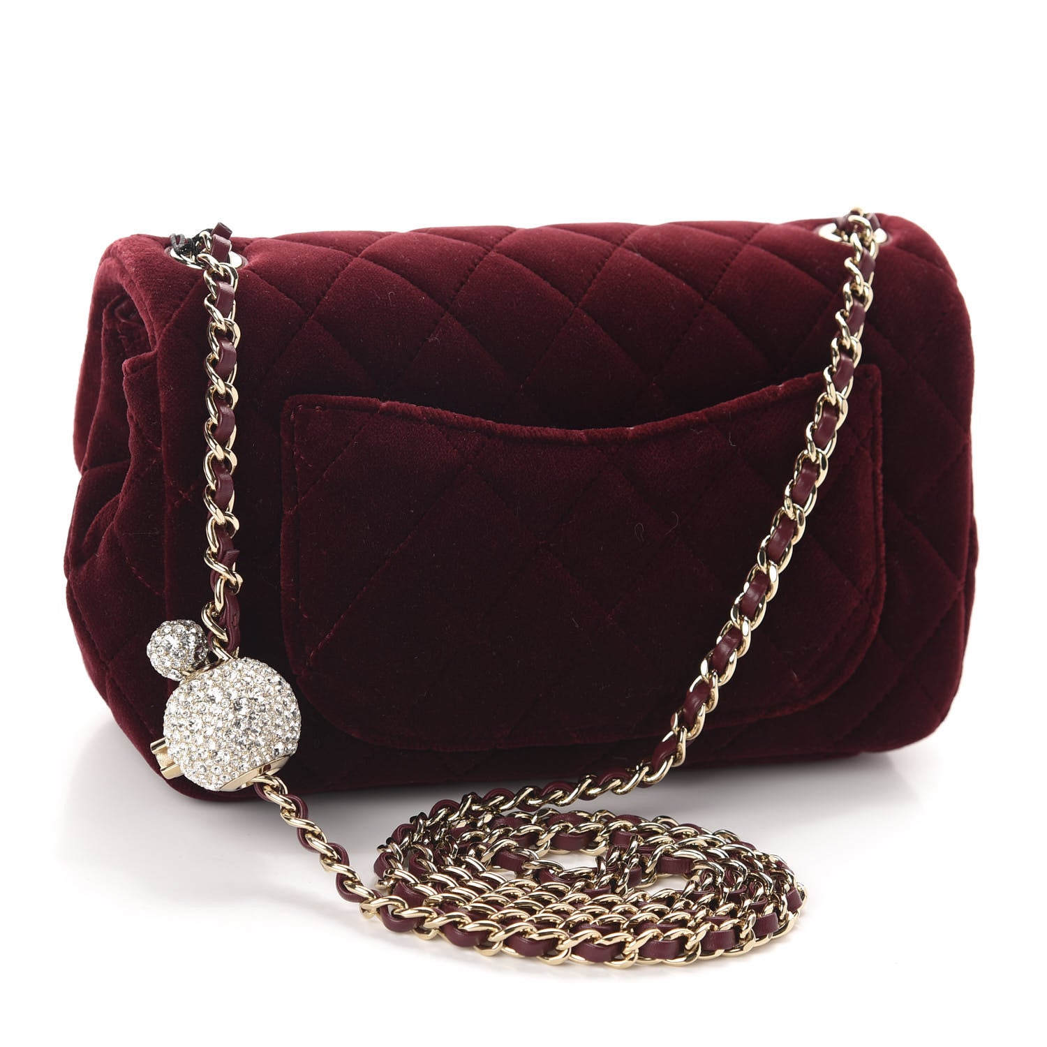 Chanel Velvet Quilted Mini Rectangular Pearl Crush Flap Burgundy 3 of 11