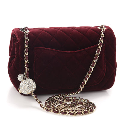 Chanel Velvet Quilted Mini Rectangular Pearl Crush Flap Burgundy 3 of 11