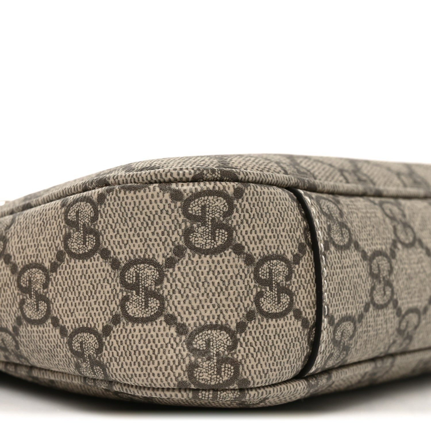 Gucci GG Supreme Monogram Textured Calfskin Small Emblem Shoulder Bag Beige Dark Brown 9 of 11