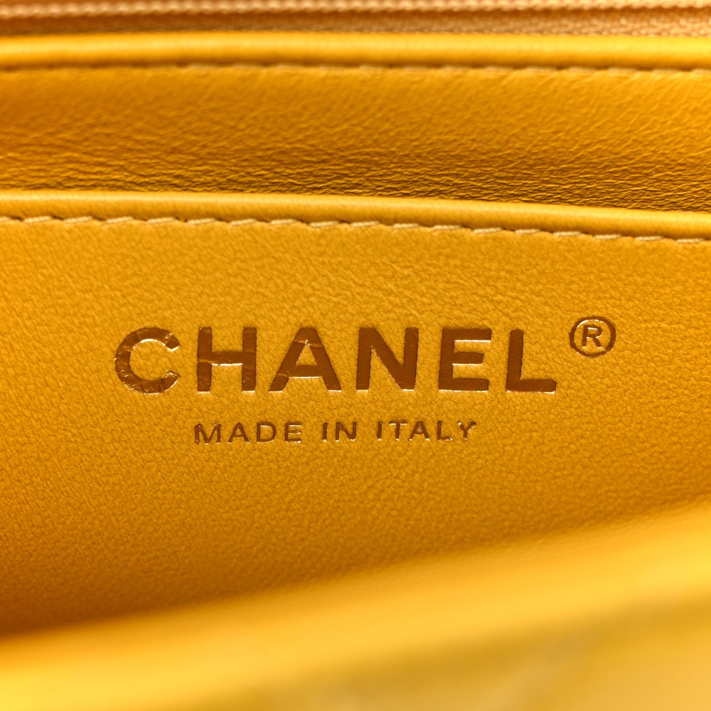 Lambskin Quilted Mini Top Handle Rectangular Flap Yellow