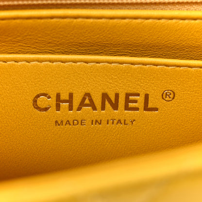 Chanel Lambskin Quilted Mini Top Handle Rectangular Flap Yellow 6 of 12