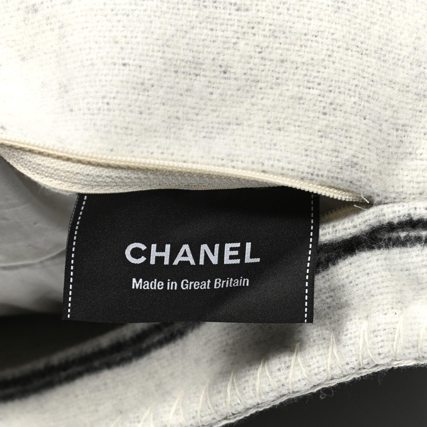 Chanel Merino Wool Cashmere CC Pillow Black White 3 of 3