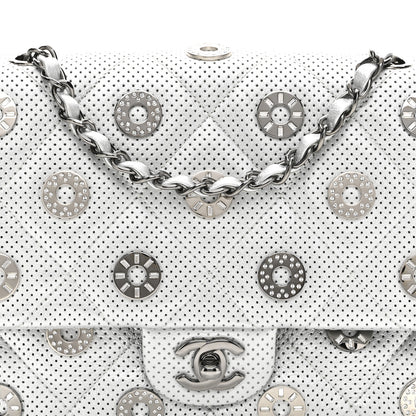 Chanel Perforated Metallic Lambskin Small CC Medals Flap Silver 8 of 10