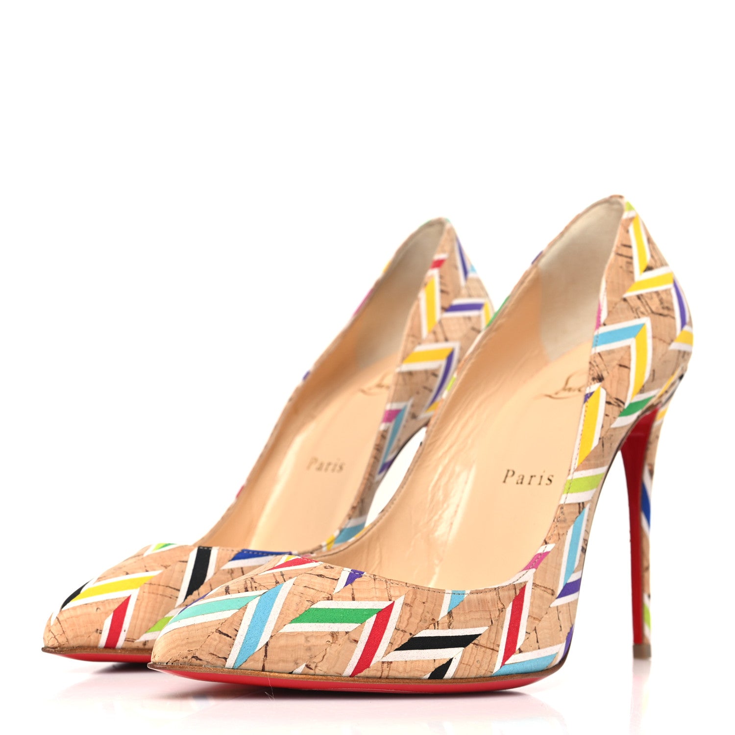 Christian Louboutin Cork Chevron Pigalle Follie 100 Pumps 38 Multicolor 3 of 8