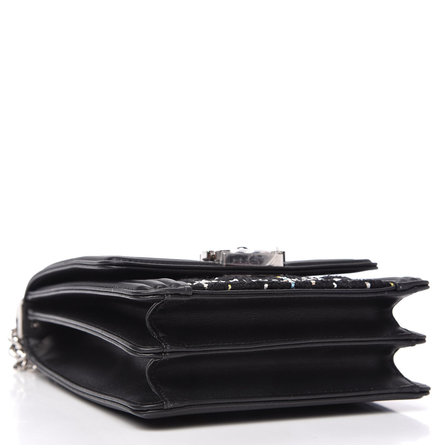 Chanel Calfskin Tweed Quilted North South Boy Flap Black 4 of 9