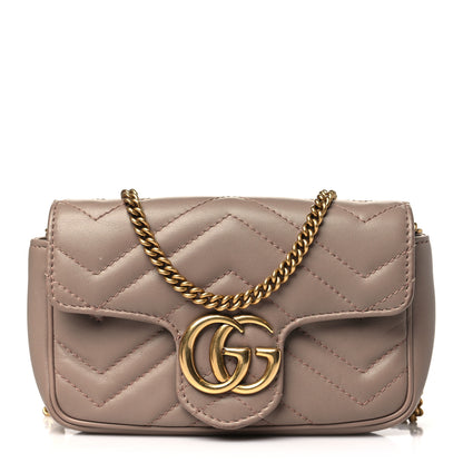 Gucci Calfskin Matelasse Super Mini GG Marmont Shoulder Bag Porcelain Rose 1 of 12