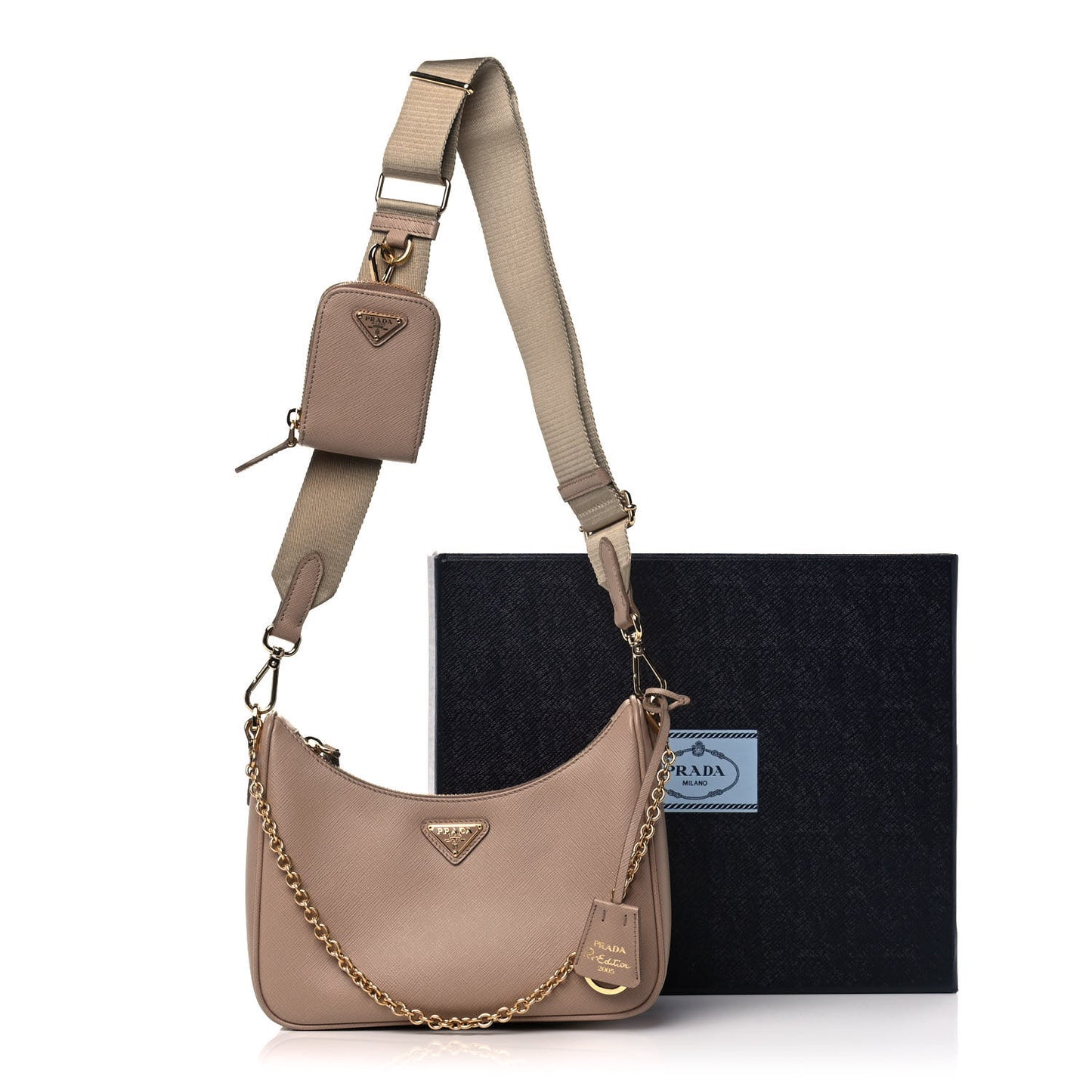 Saffiano Re-Edition 2005 Shoulder Bag Cammeo Beige