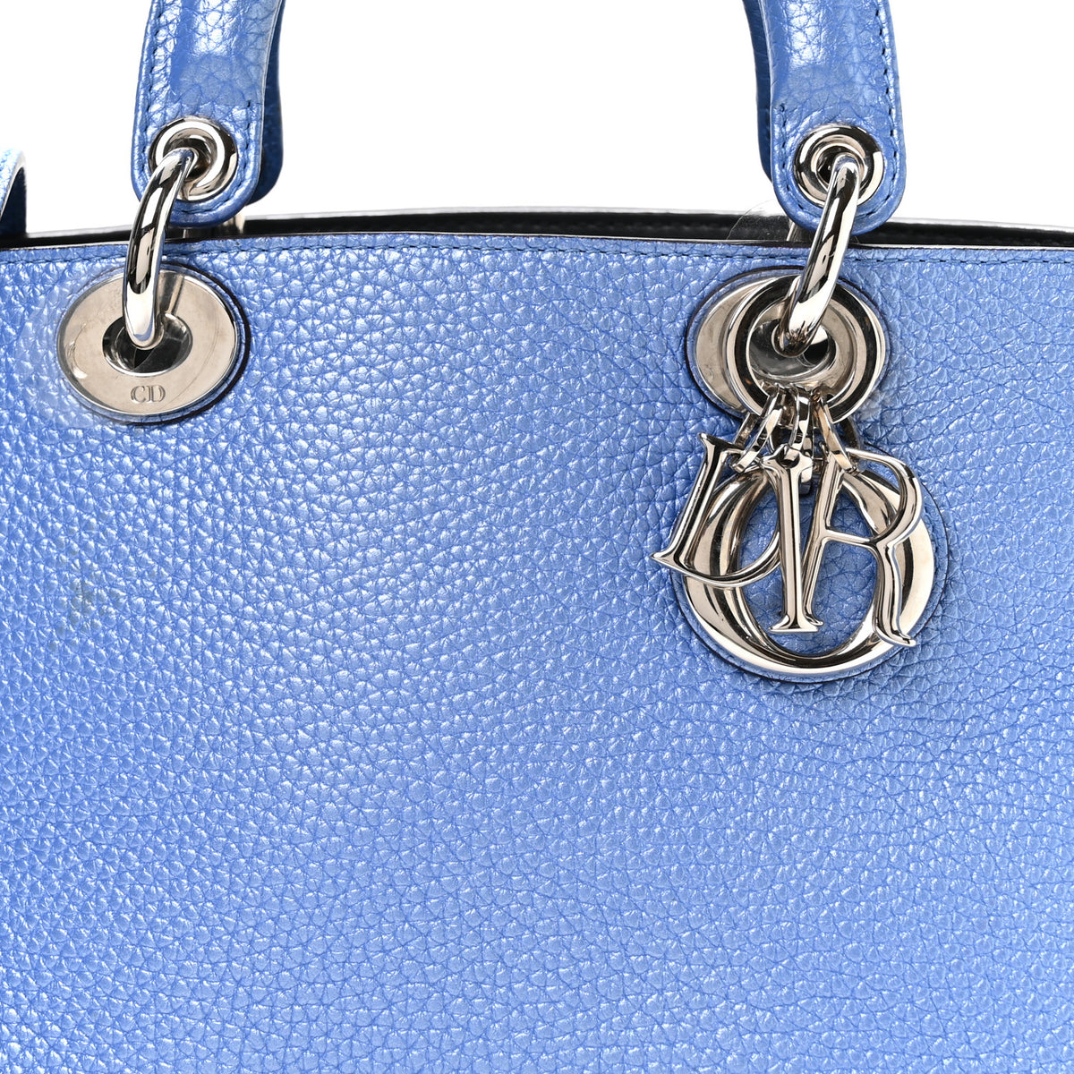 Metallic Bullcalf Mini Diorissimo Tote Blue