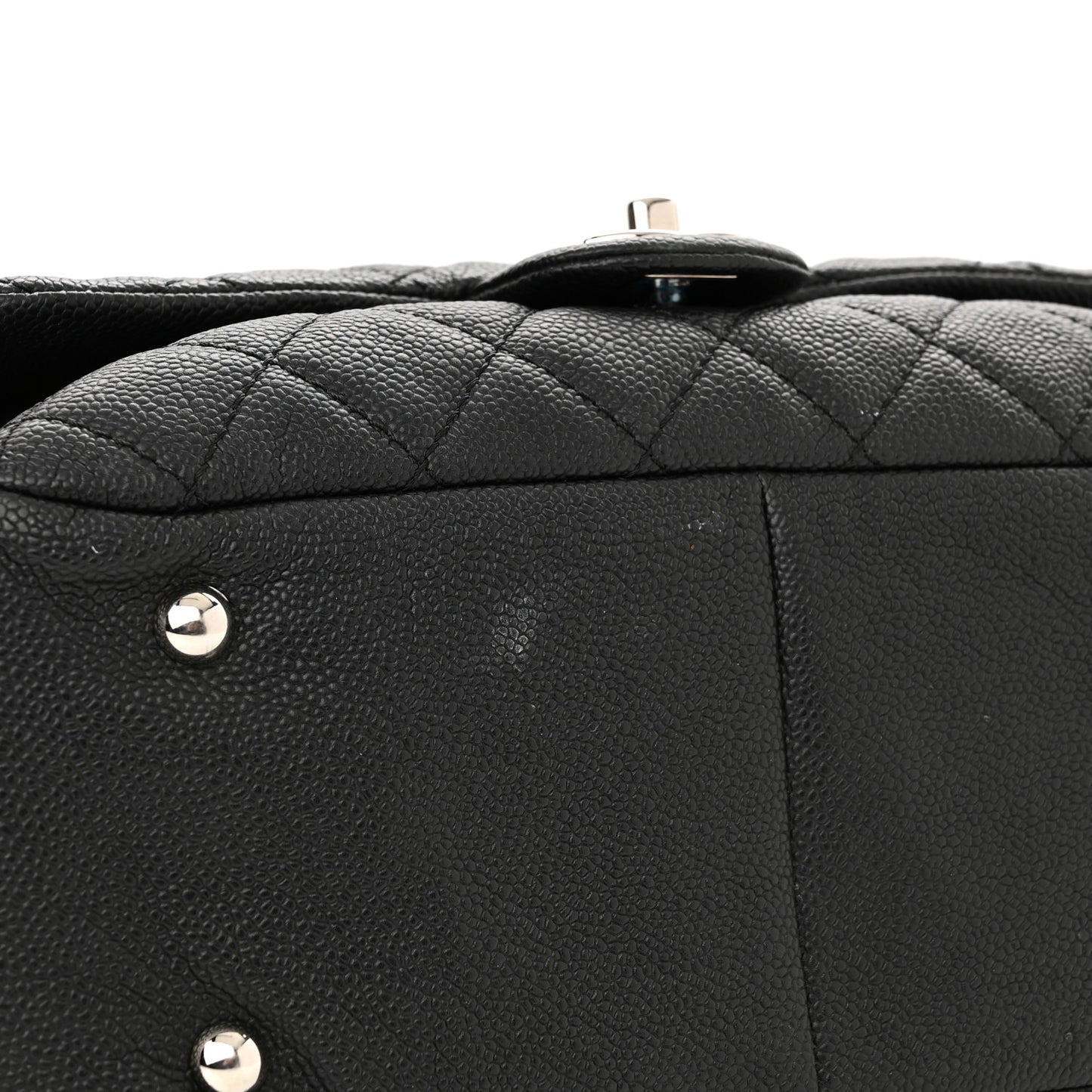 Caviar Quilted Travel Flap Tote Black