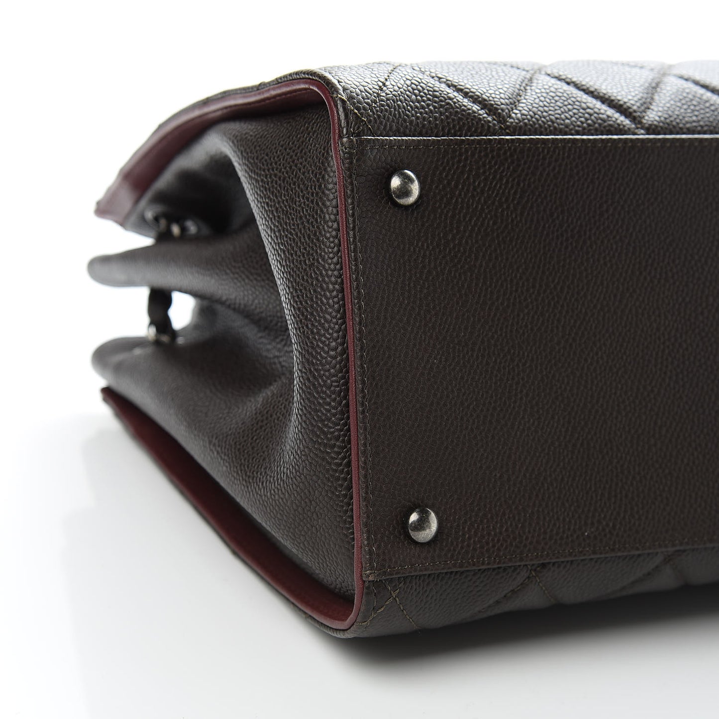 Caviar Quilted Large CC Accordion Shopping Bag Brown