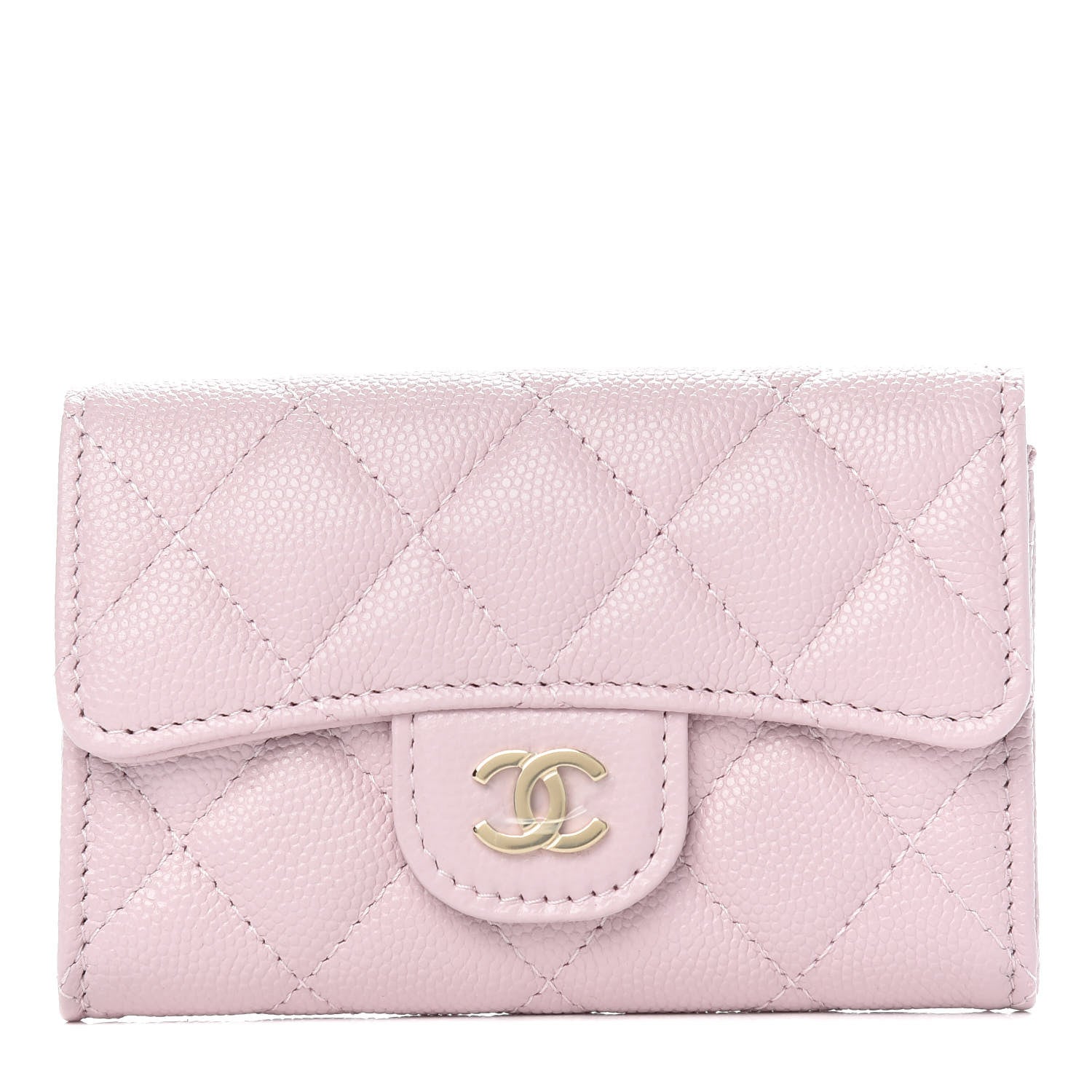Chanel Caviar Quilted Flap Card Holder Wallet Light Pink 1 of 8
